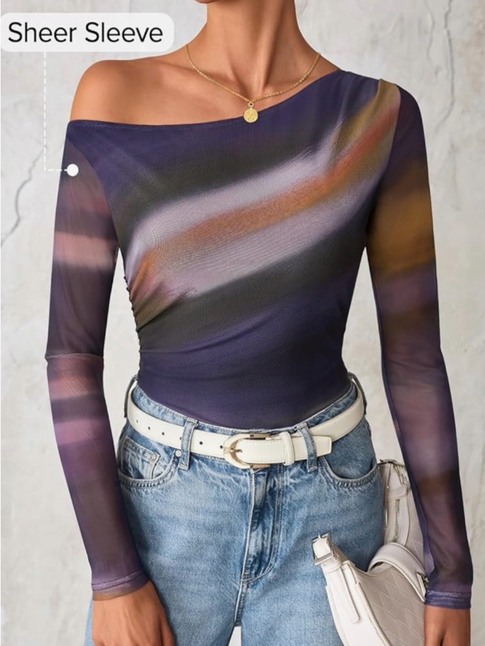 Off The Shoulder Long Sleeve Top - Picture 2 of 7